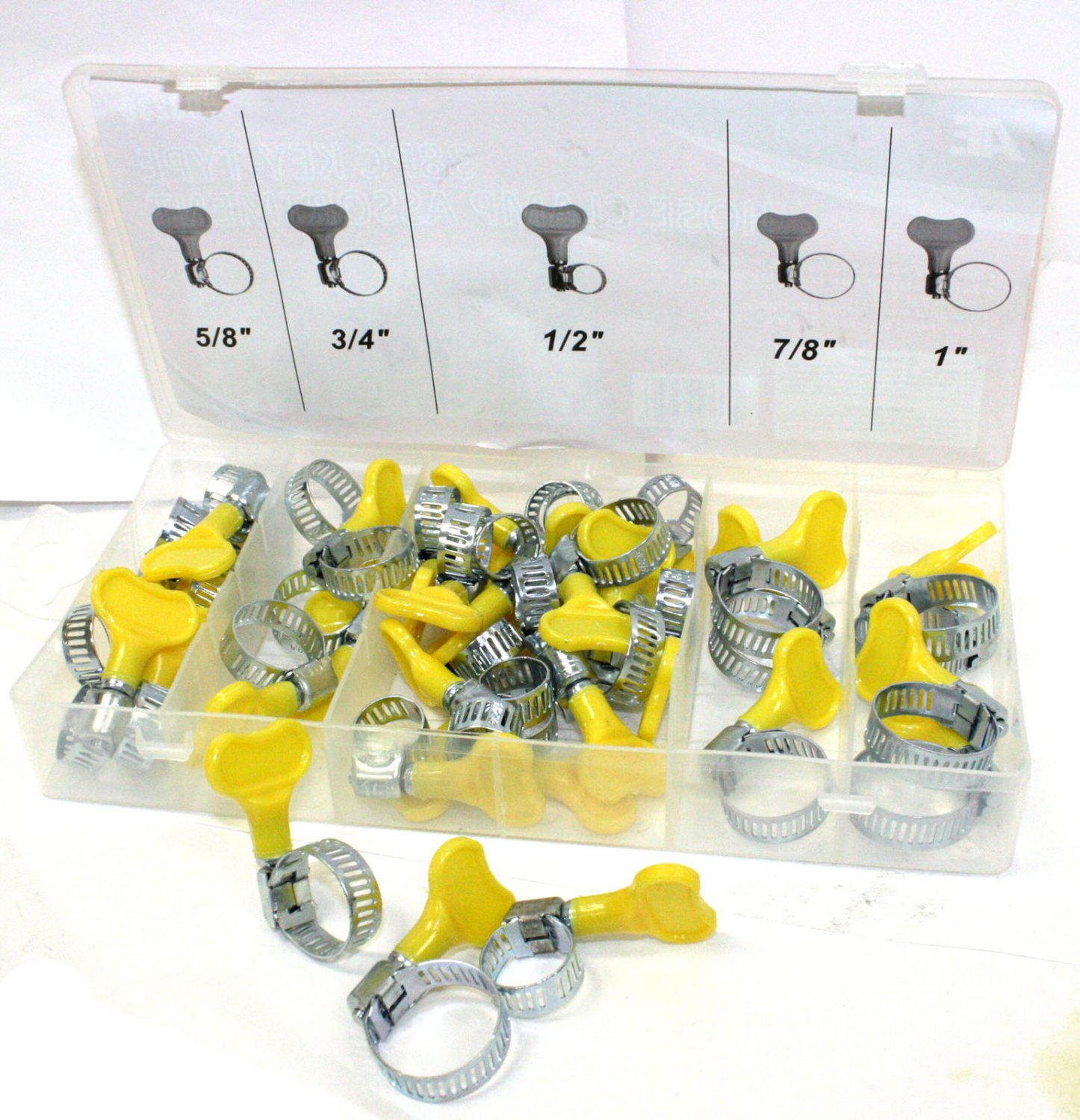 38pc Key Type Hose Clamp Assortment Assorted Worm Gear Tighten Hose Pipe Fitting