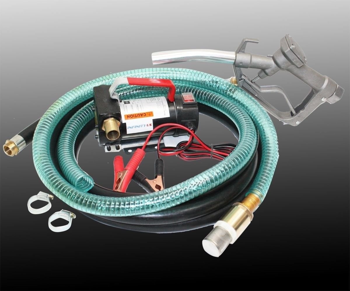 12V Bio Diesel Kerosene Fuel Transfer Direct Current Pump Kit w/Nozzle & 12'Hose