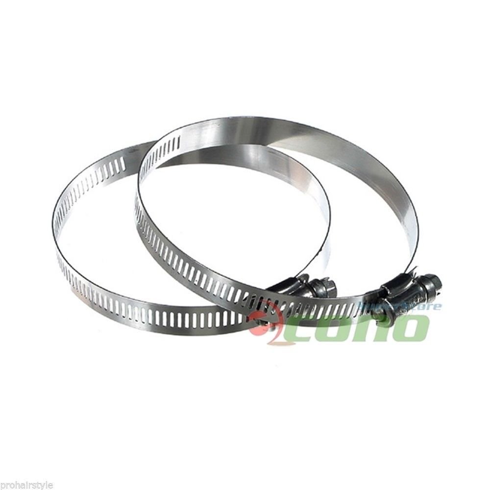 LOT TWO 4'' Stainless Steel Hose Pipe Adjustable Screw Bolt Clamps Ties Wrap New