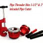 1-1/2" & 2" NPT PIPE THREADER DIES & HAND HELD RATCHET W/ PIPE CUTTER #2