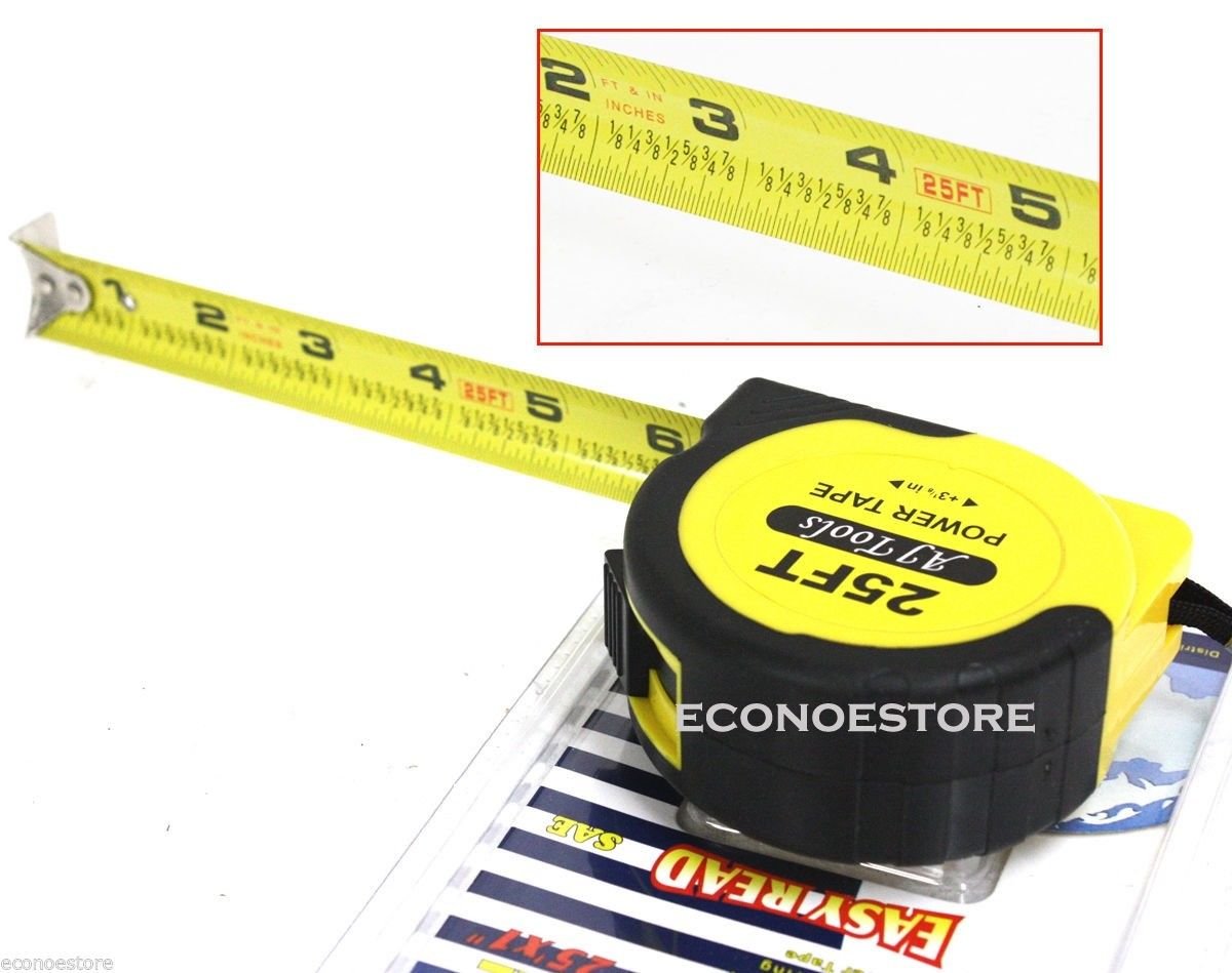 SAE HD 25 ft x 1"TAPE MEASURING COMMERCIAL GRADE RULE MEASURER W/LOCK