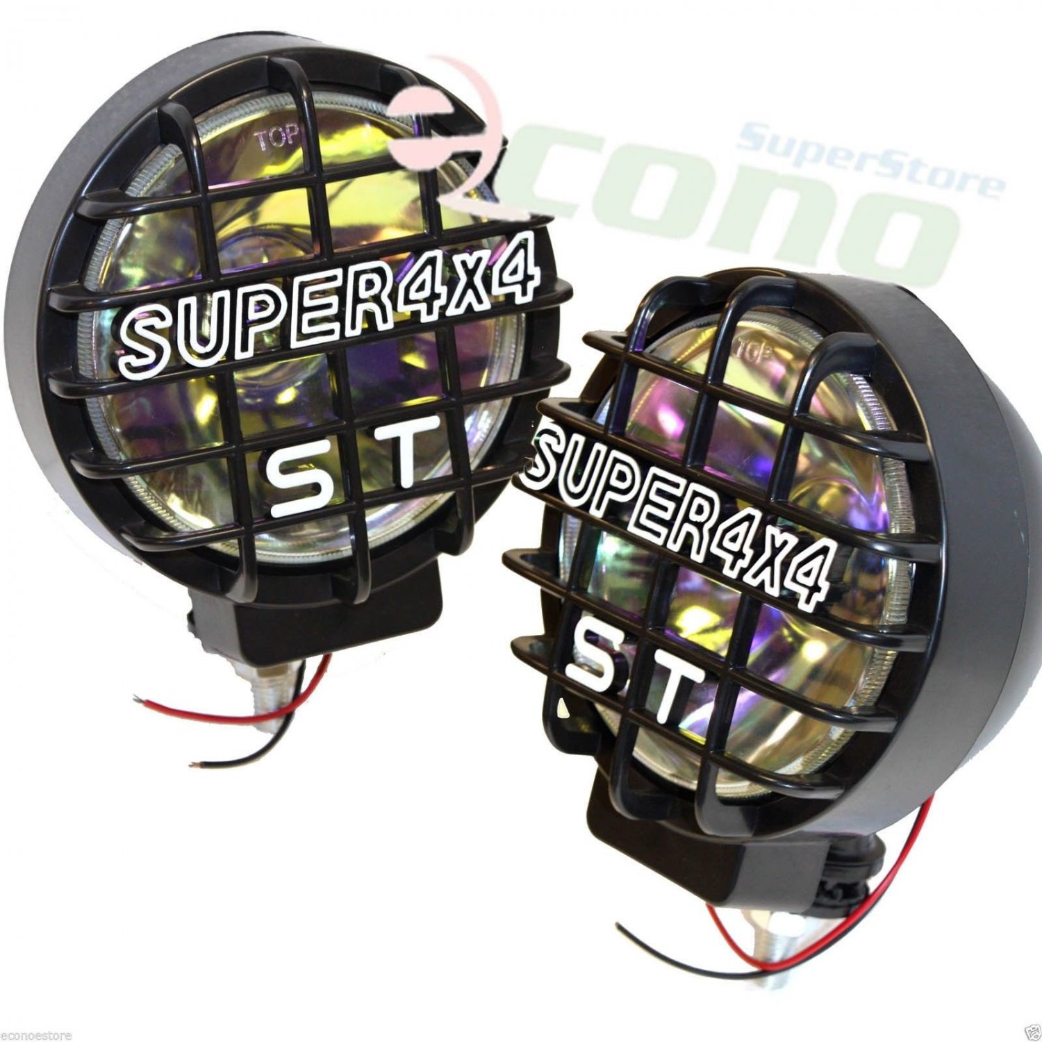 1 PAIR 12V RAINBOW HALOGEN FOG LIGHTS LAMPS LIGHT 4X4 OFF ROAD W/ METAL HOUSING