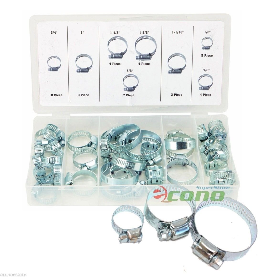 NEW 40 PC STAINLESS METAL STEEL HOSE CLAMPS ASSORTMENT KIT VARIETY HOSE CLAMP