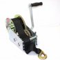 2500lbs Dual Gear Hand Winch Hand Crank Nylon Strap Gear Winch ATV Boat Trailer