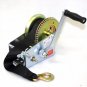 2500lbs Dual Gear Hand Winch Hand Crank Nylon Strap Gear Winch ATV Boat Trailer