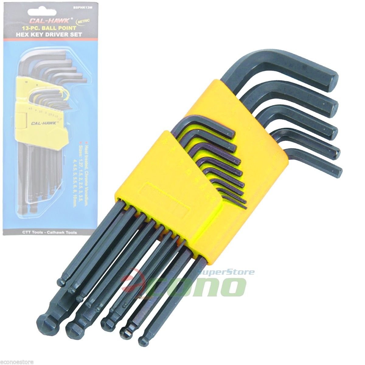 13PC MM METRIC ALLEN BALL POINT END LONG ARM HEX KEY WRENCH SET
