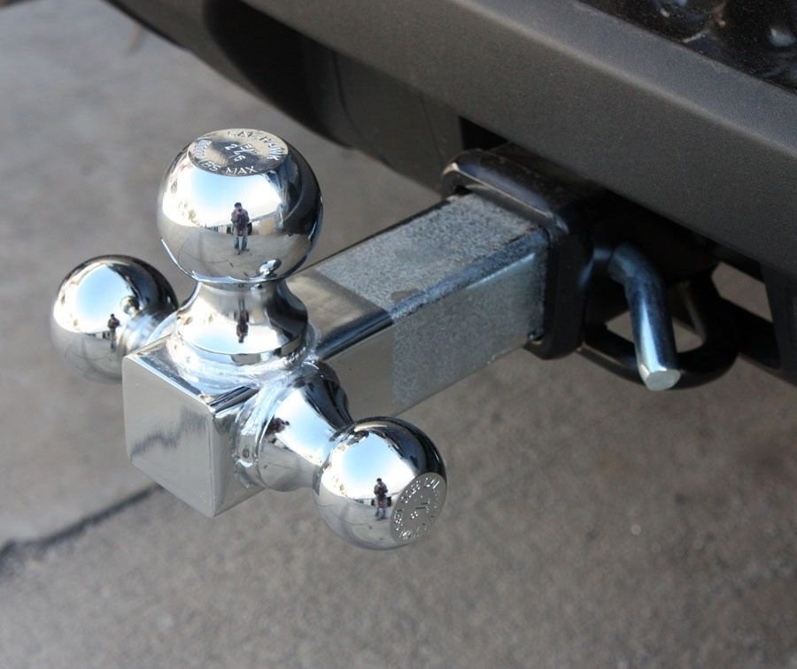 3 TRI BALL CHROME TRAILER TOW HITCH RECEIVER 1-7/8" 2" 2-5/16" Hitch Balls w/Pin