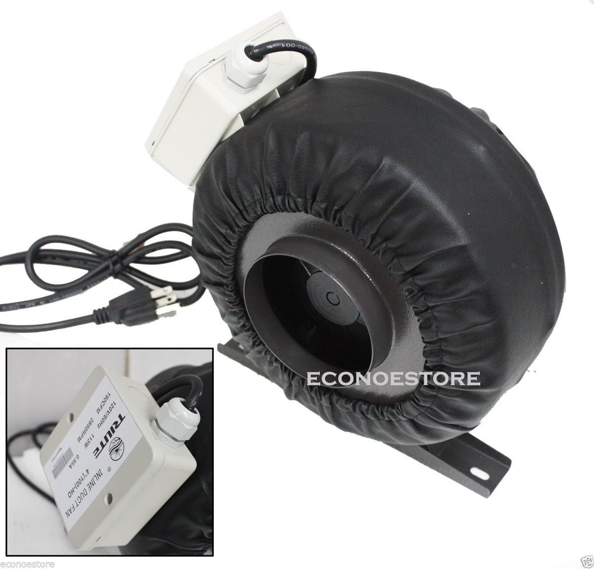4" Inline 190CFM Hydroponics Duct Tube Exhaust Fan Blower 120V W/ Leather Sleeve