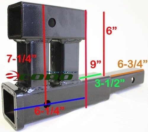 DUAL HITCH 2" RECEIVER EXTENSION TRAILER RV TOW 4000LBS