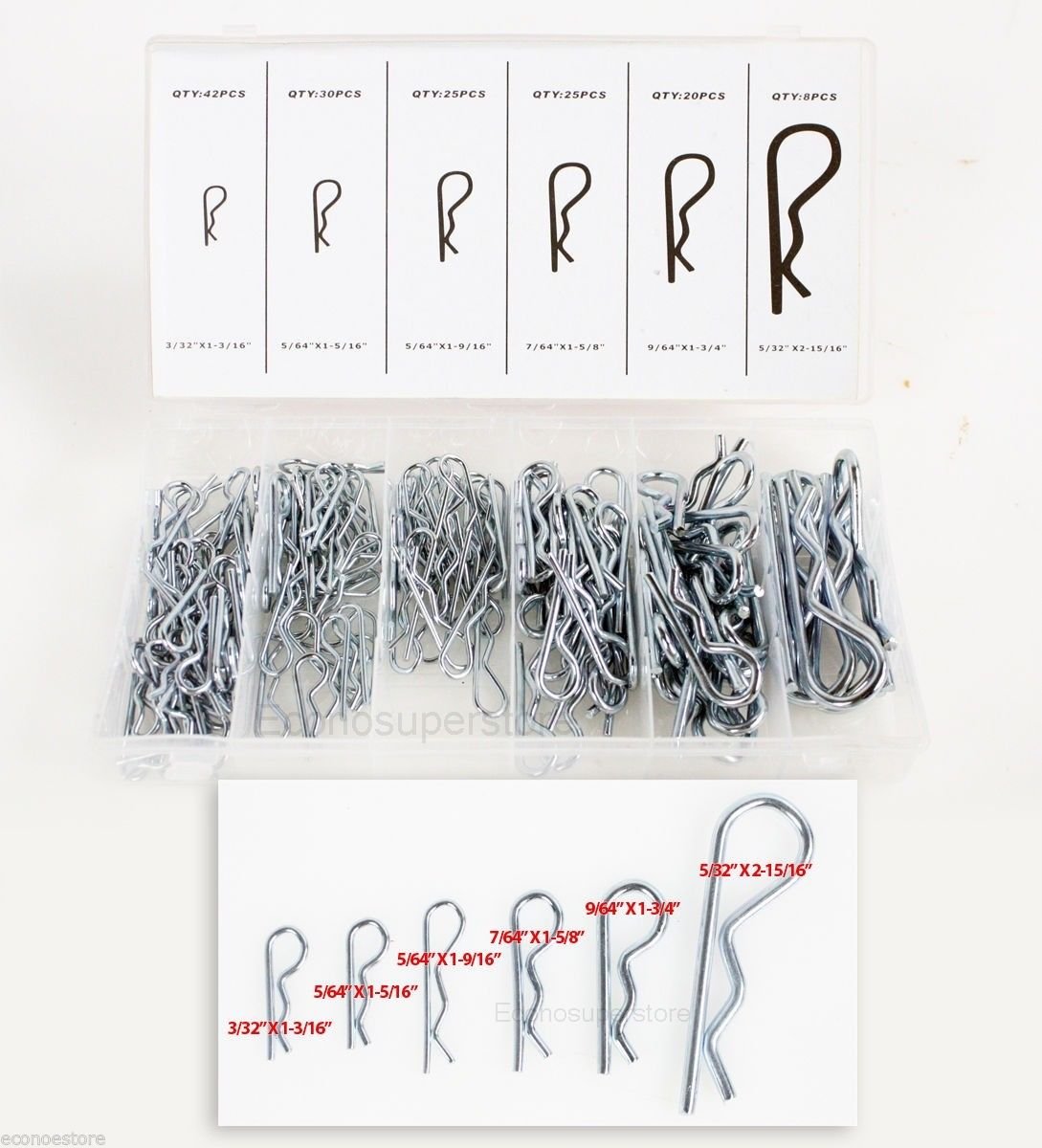 150 PCS Hair Pin Assortment Tool Kit Set Trailer Hitch Pin Tool Box