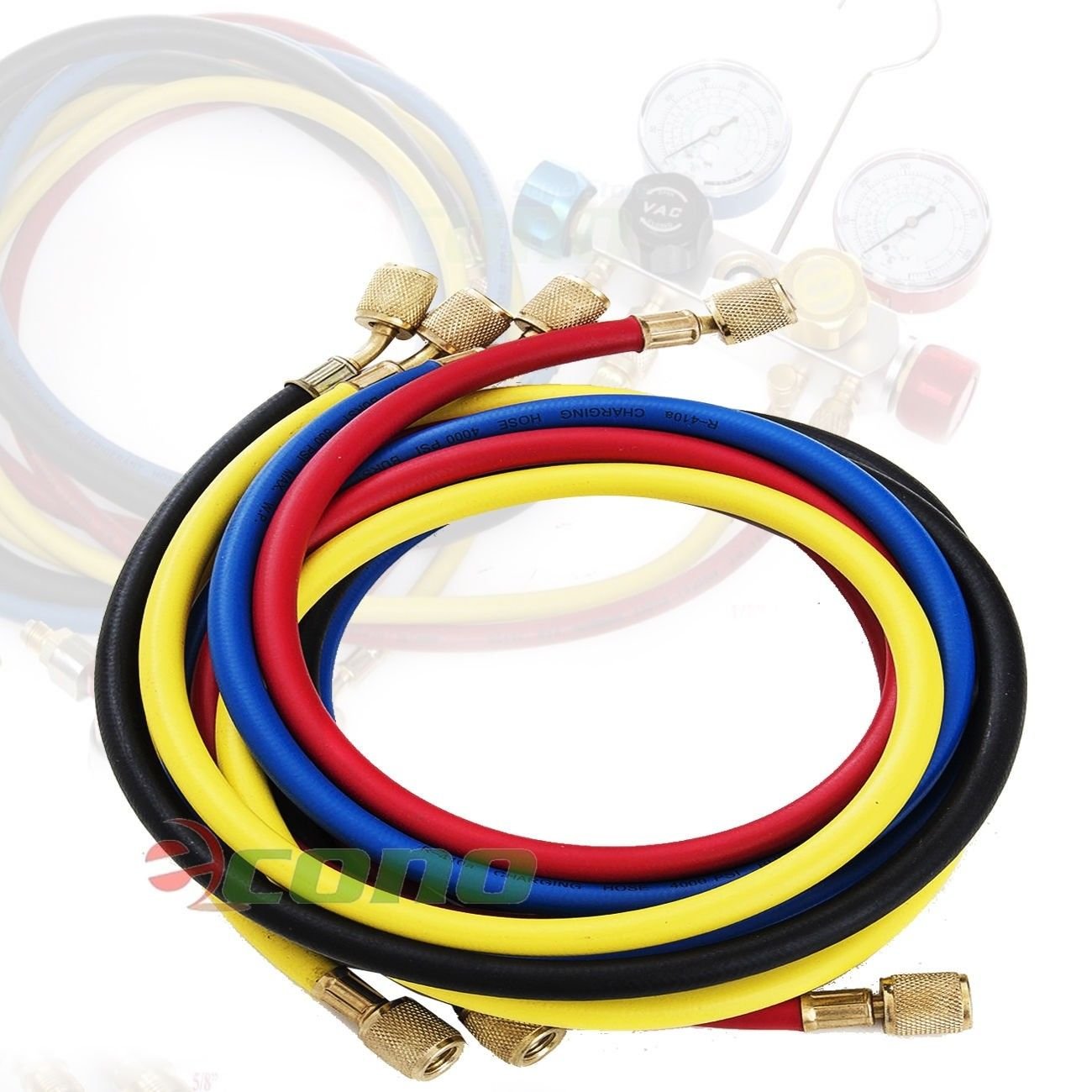 4 AC Refrigerant Charging Hoses R410a R134a 4x 60" 5ft HVAC 1/4" 5/8&acirc;��SAE 800PSI