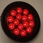 1 PAIR 4" Round 15 LED Signal Stop Turn Tail Light Flange Mount Kits 12v 24v