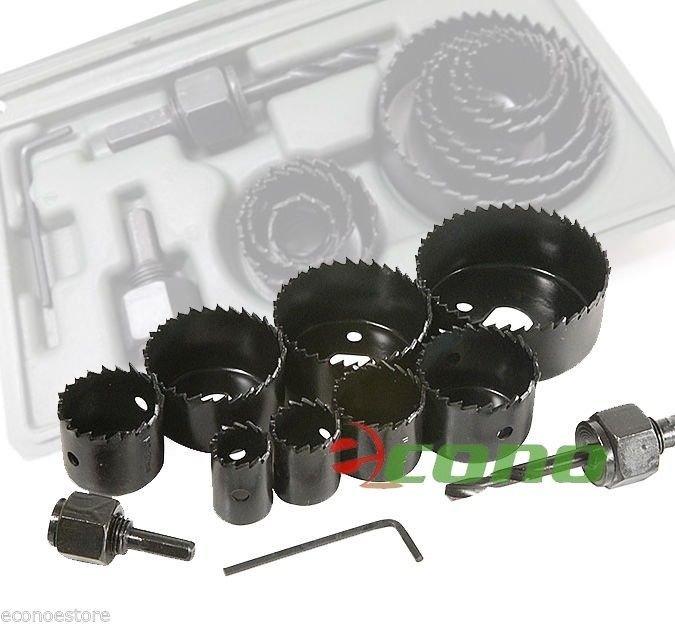 11pc Hole Saw Bit Kit Set Holesaw Wood Sheet Metal 3/4" to 2 1/2" Sizes