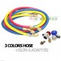 HVAC R12 R134A R22 CHARGING TESTING 3 COLOR HOSES W/ HIGH LOW QUICK ADAPTERS