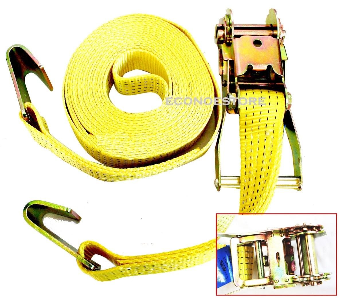 New 2" x 27' 10,000lb Ratchet Strap Flat Hook Ratcheting Tie Hold Down HD