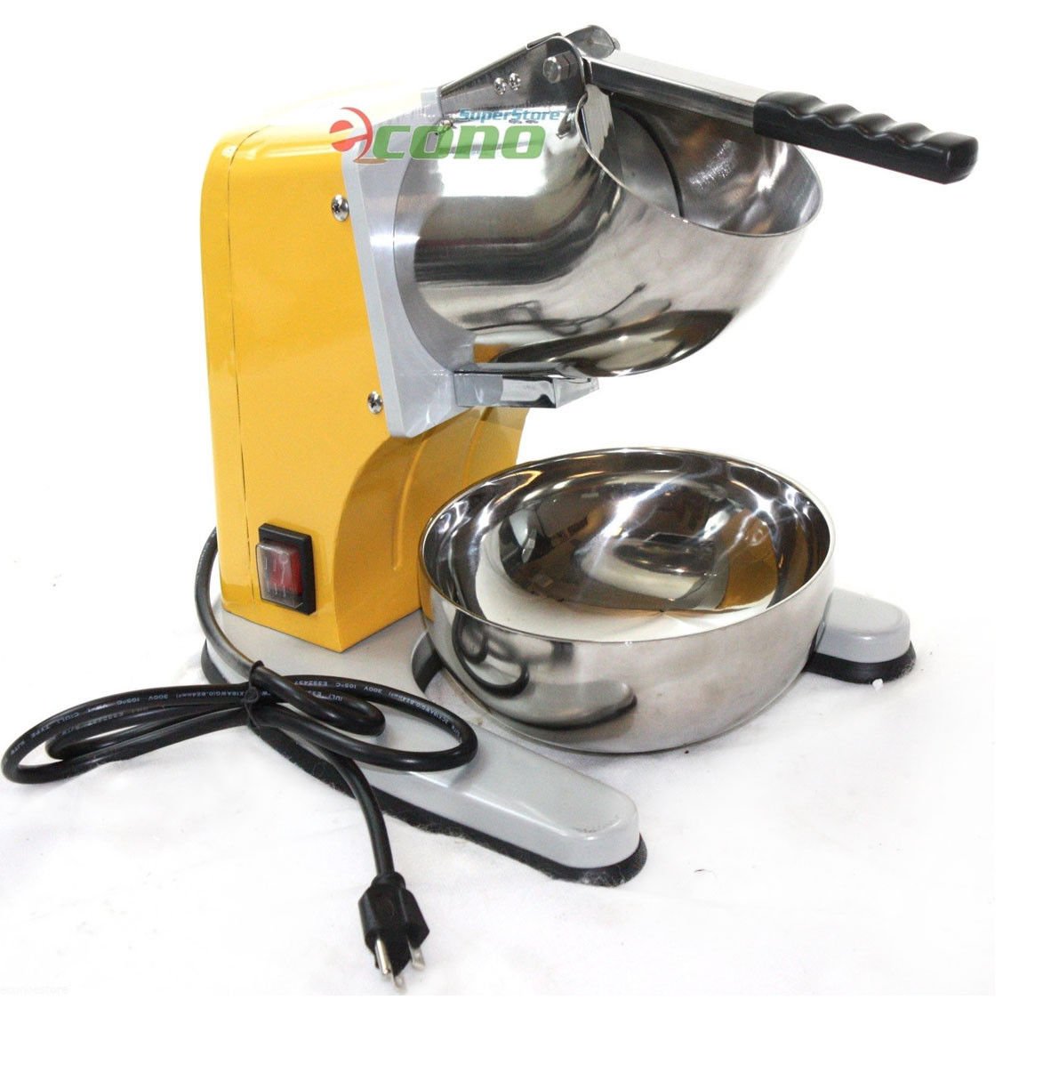 Electric Ice Shaver 220lb/h Dual Stainless Blade Snow Cone Maker Machine Crusher