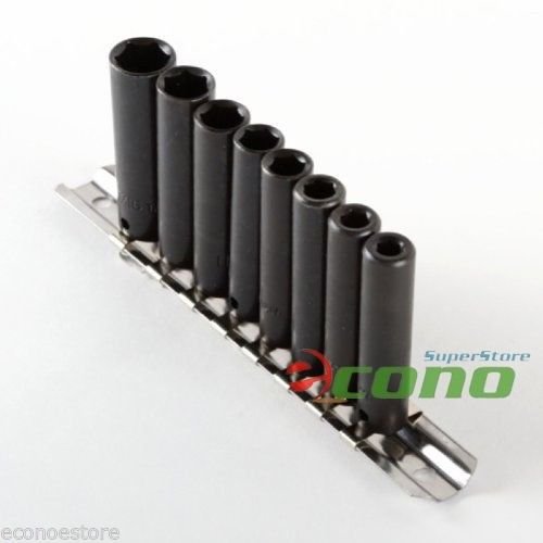 9pc 1/4" DRIVE DEEP WELL AIR IMPACT SOCKET SET METRIC MM W/STORAGE RAKE