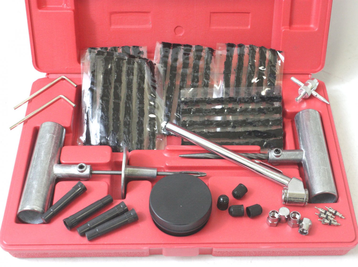 69 Pcs Tire Repair Kit DIY Flat Tire Lubricant Plug Patch RoadSide Car Truck