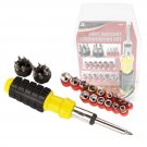 New 34Pc Ratchet Screwdriver Phillips Square Slotted Bits Tools Set