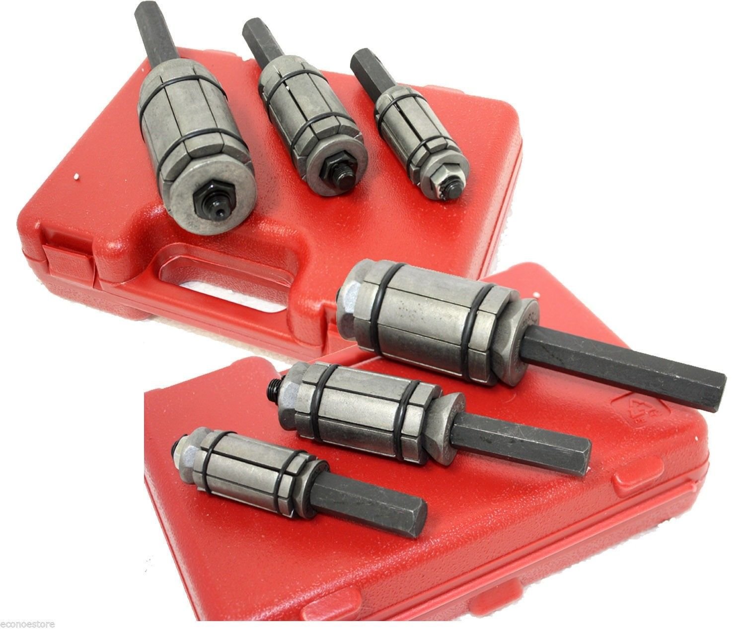 3PC EXHAUST MUFFLERS SPREADER TAIL PIPE EXPANDER 1-1/8" ~ 3-1/2" W/ Storage Case