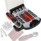 New Chrome Vanadium 48pc Socket & Bit Stubby Ratchet Wrench steel  Set