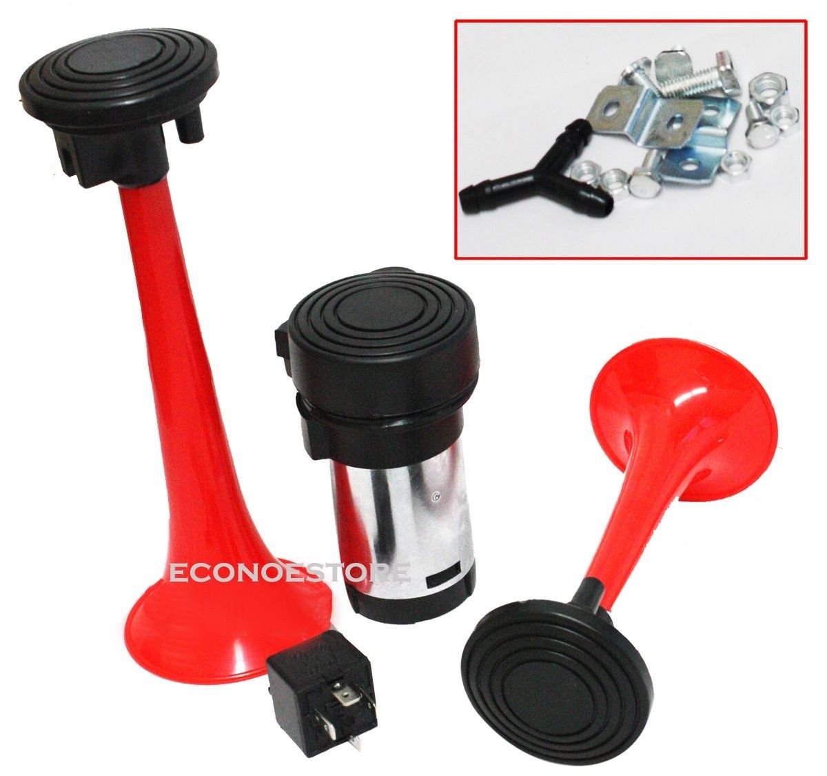 12Volt Super Loud 135DB Insanely Dual Trumpet Air Horn W/ Compressor 12V