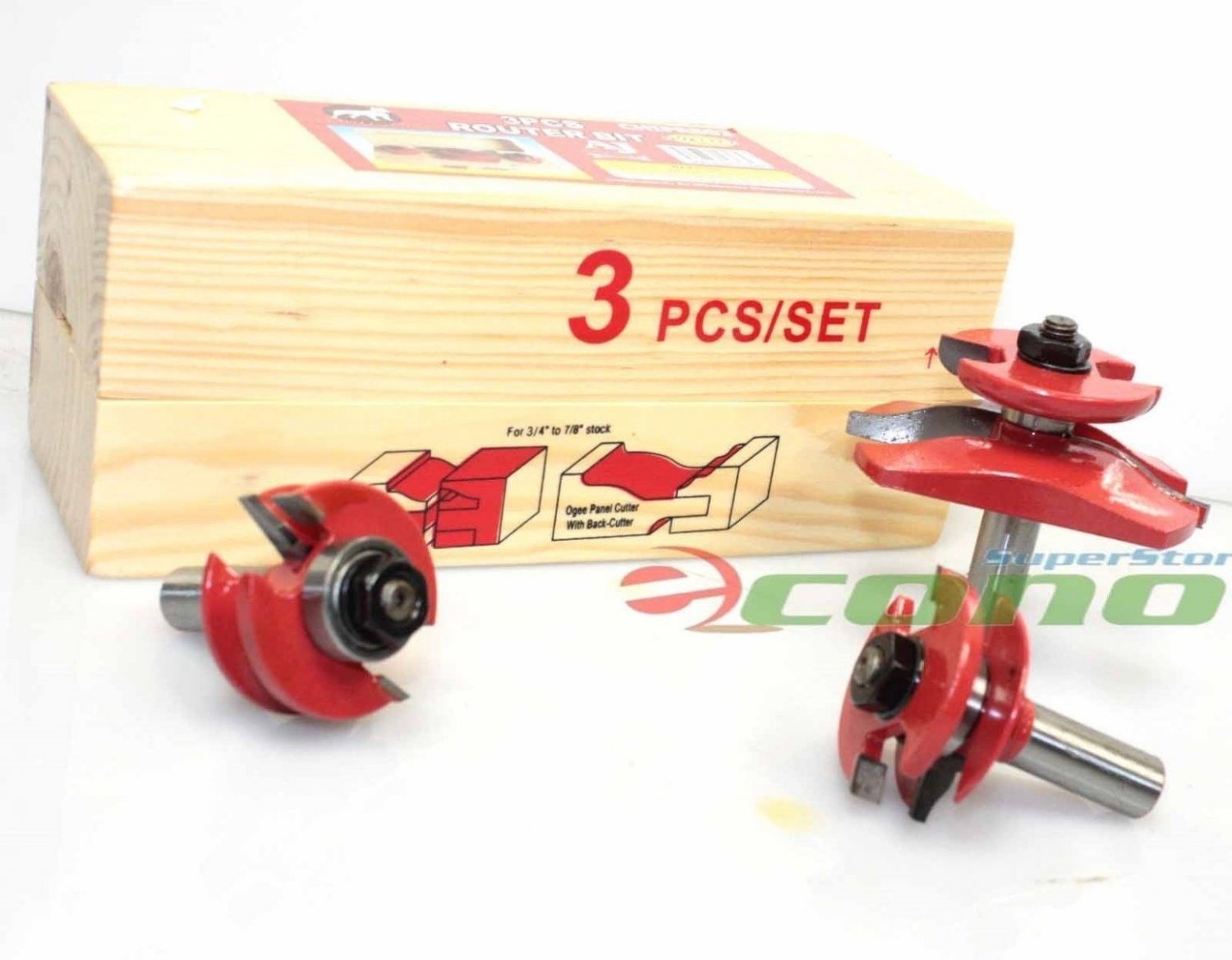 3PC STILE, RAIL & PANEL RAISER OGEE CUTTER ROMAN ROUTER BITS SET 1/2" Shank