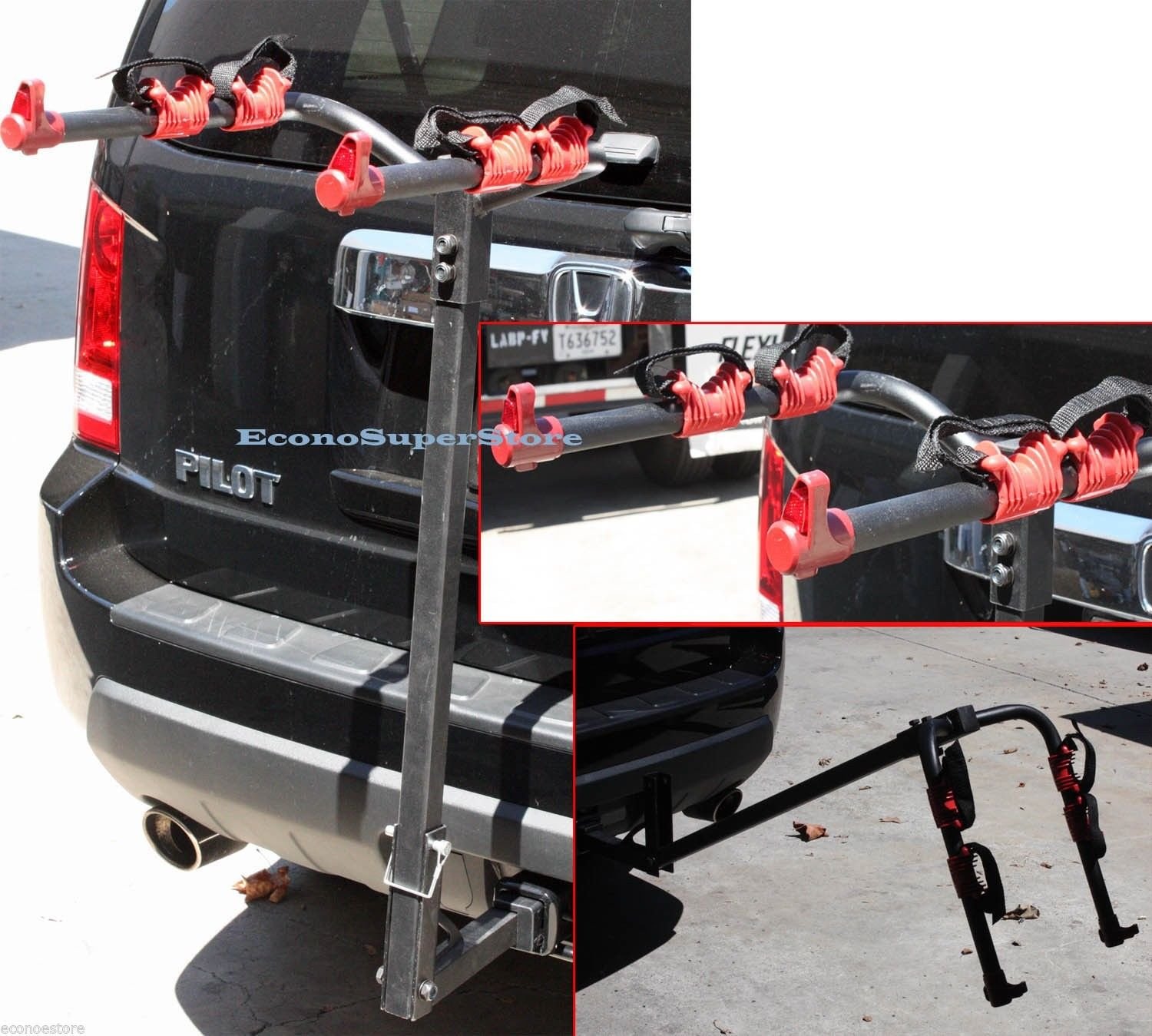 Hitch Mounted Two 2 Bike Bicycle Rack Carrier - Standard Hitch Receiver Mount