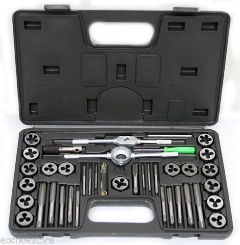40 PC SAE Tap & Die Dies Set Bolt Screw Extractor / Puller Removal Kit /w Case