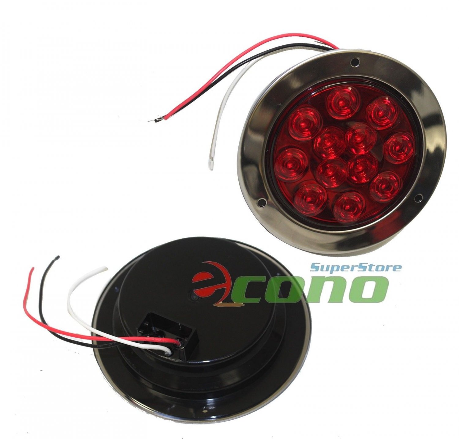 2pcs 12 LED 4" Round Lamp Stop Tail Turn Truck Tractor Trailer Brake Light