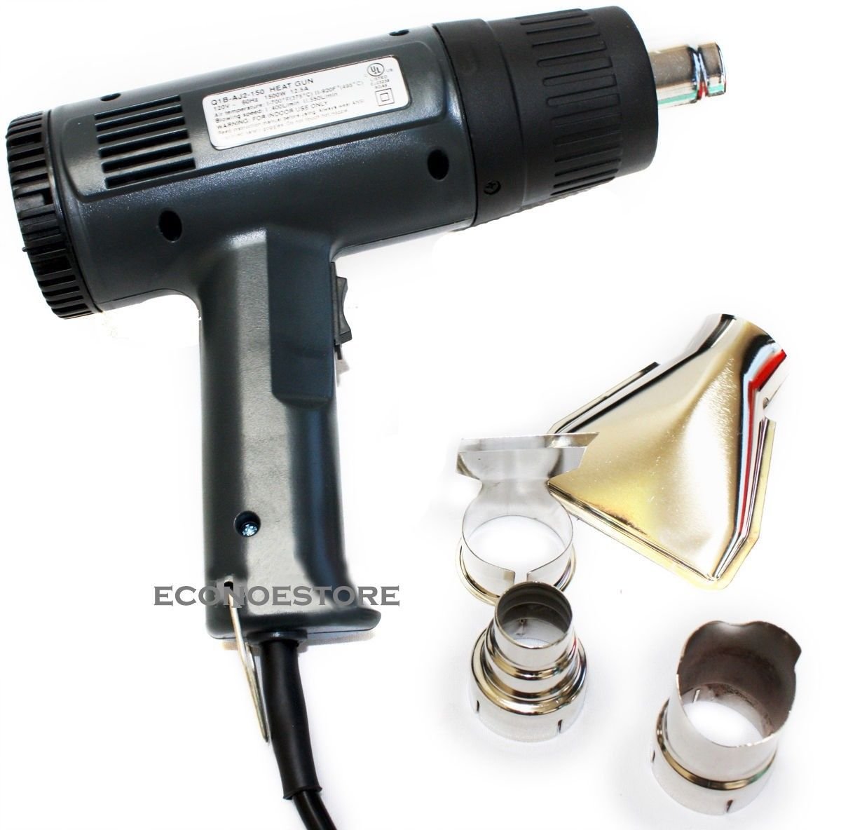 1500W PRO HEAT GUN W/ ACCESSORIES SHRINK WRAPPING 4 NOZZLES