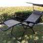 OutDoor Folding Recliner Zero Gravity Lounge Chair w/ Shade Canopy & Cup Holder