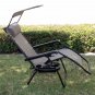 OutDoor Folding Recliner Zero Gravity Lounge Chair w/ Shade Canopy & Cup Holder