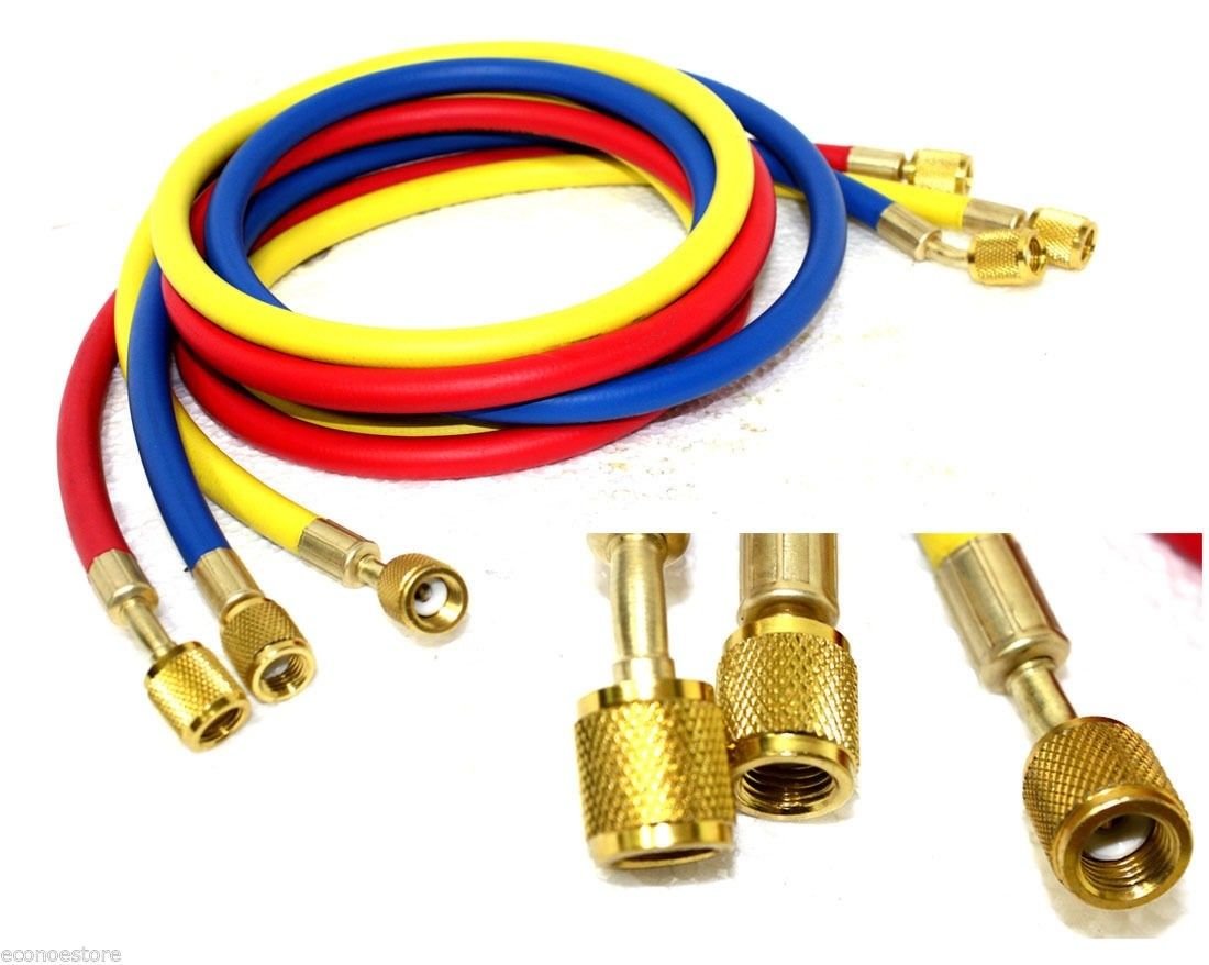 60" 5ft HVAC 1/4" SAE 500 PSI Charging Hoses AC Refrigerant R410a R134a  J2196