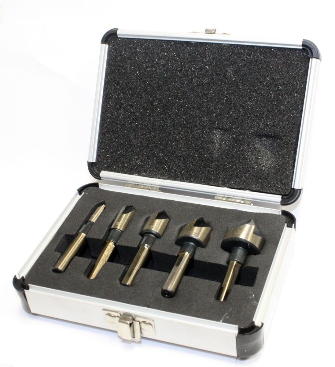 5pc Set Countersink Drill Bit Tri-Flat Shank Quick Change 1/4"-3/4" M2 Steel 82&Acirc;&deg;