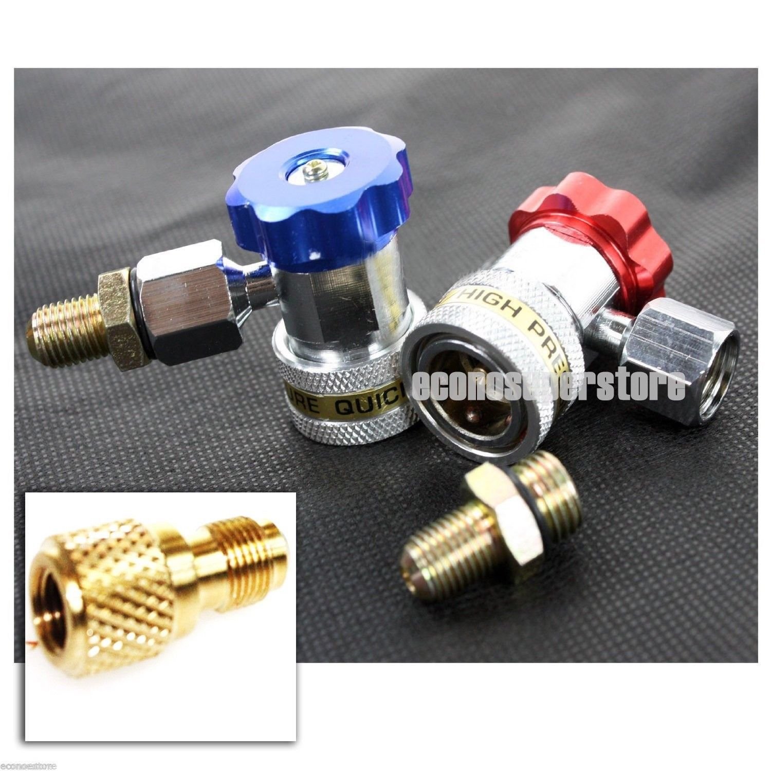 R134a AC High Low Manifold Connector W/1/4" Male to 1/2" ACME Female Adapter