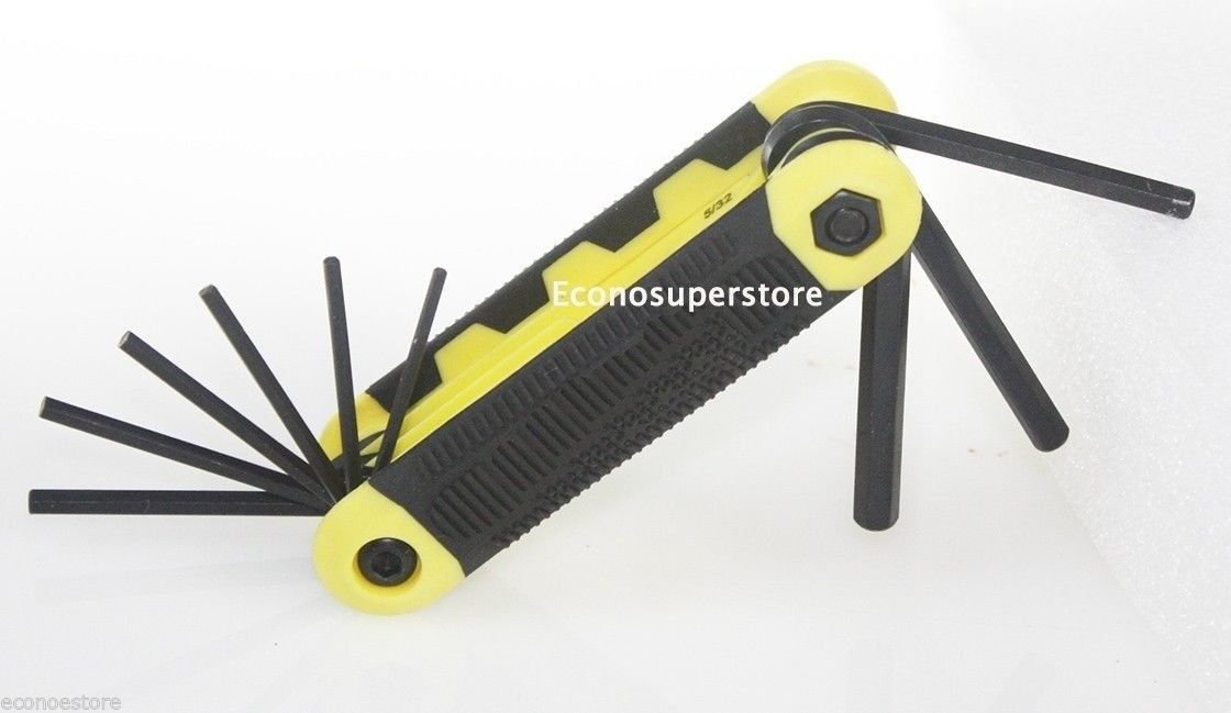 9pcs SAE Folding Pocket Hex Allen Key Wrench Driver Set Easy Grip New