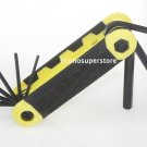9pcs SAE Folding Pocket Hex Allen Key Wrench Driver Set Easy Grip New