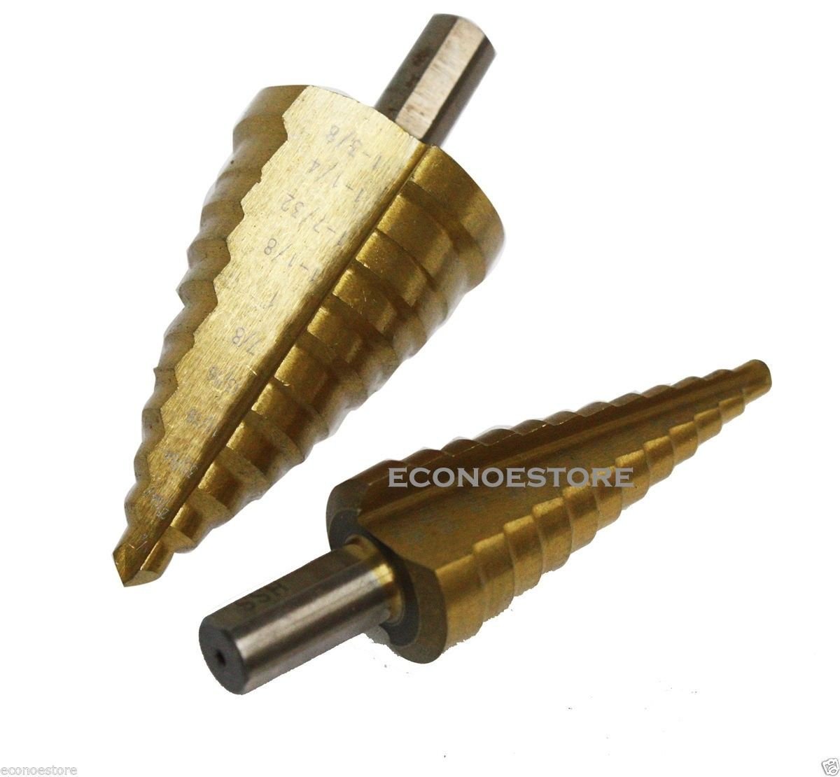 2 PC STEP  TITANIUM NITRIDE COATED 23 SIZES DRILL BIT SET 3/16" TO 1-3/8" 40434