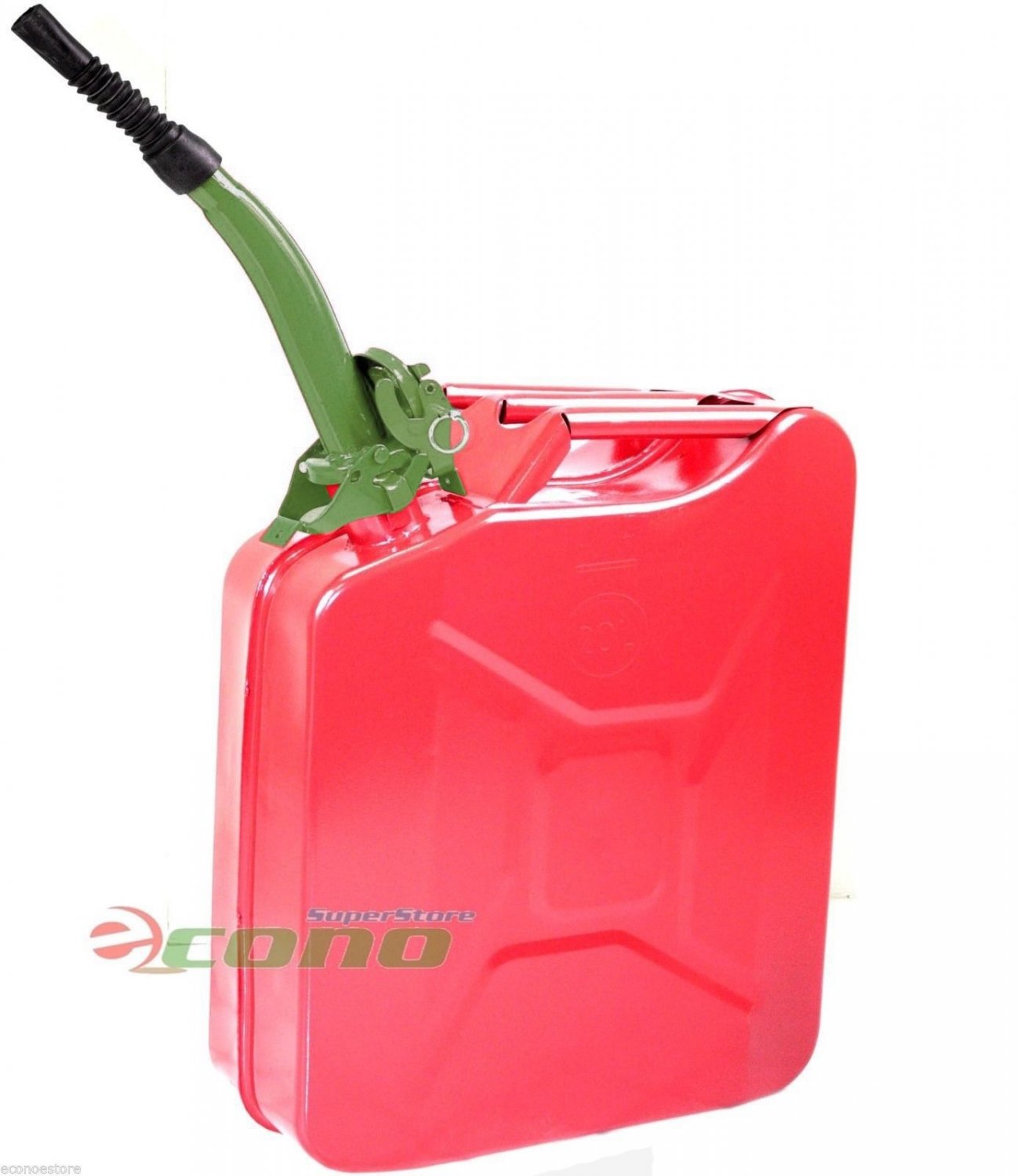 5 Gallon Jerry Can Gas Fuel Steel Tank RED Military Style 20L Can w/ Green Spout