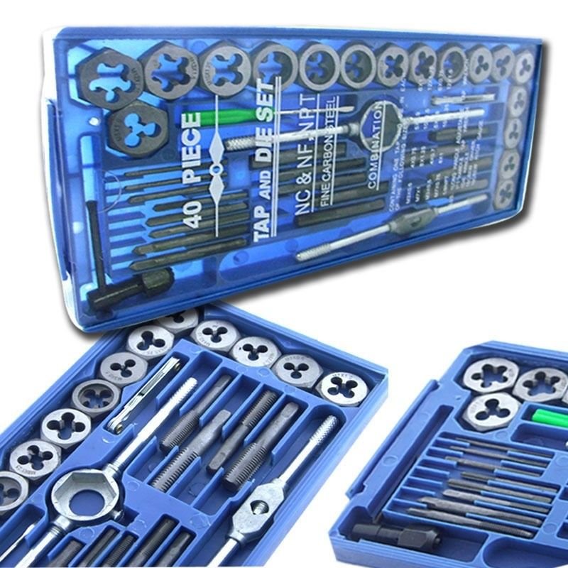 BLUE BOX 40 Pc SAE Tap &  Die Set Bolt Screw Extractor/Puller Removal Kit