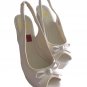 Lady Woman White Candace By Report White Peep Toe Fabric Wedges Heels 8M Shoes