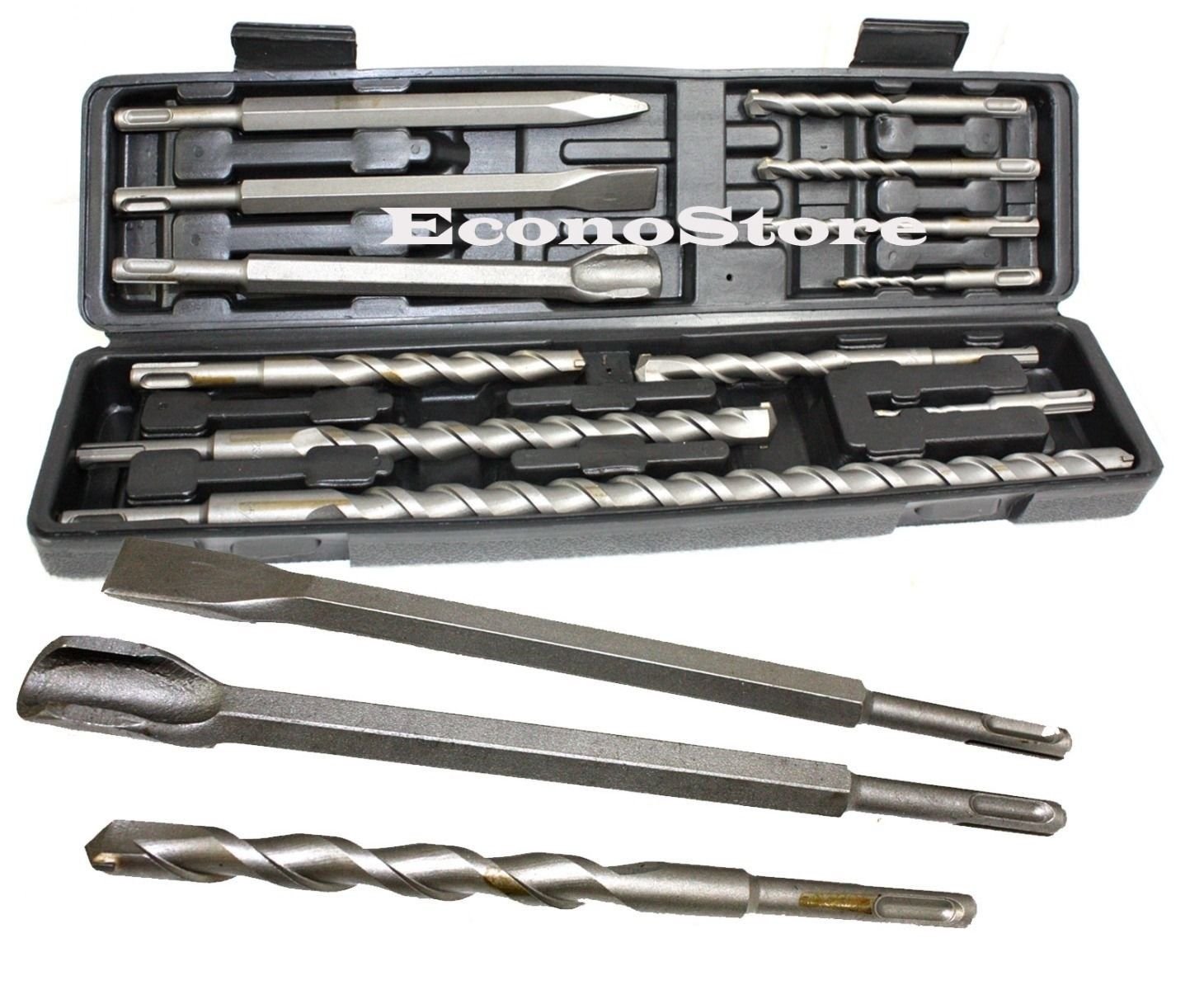 12pc SDS Plus Hammer Drill Bits Flat Groove Chisel Carbide Tip Concrete Masonry