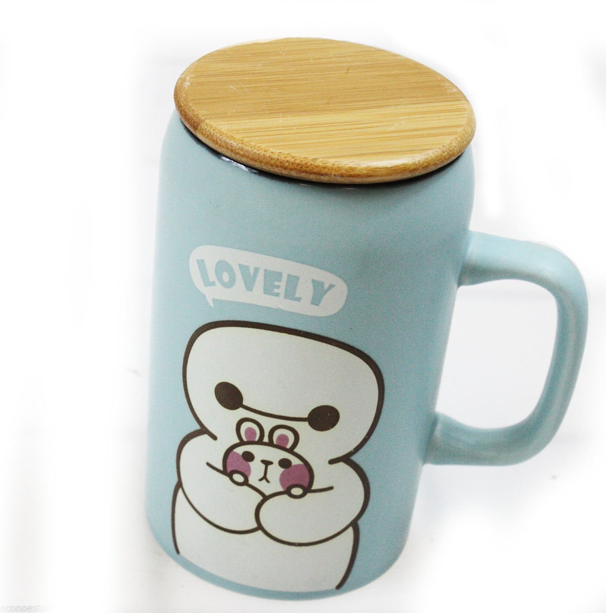 Big Hero Breakfast Ceramic Letter Milk Coffee Tea Cups Mug w/ Wooden Cap