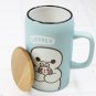 Big Hero Breakfast Ceramic Letter Milk Coffee Tea Cups Mug w/ Wooden Cap