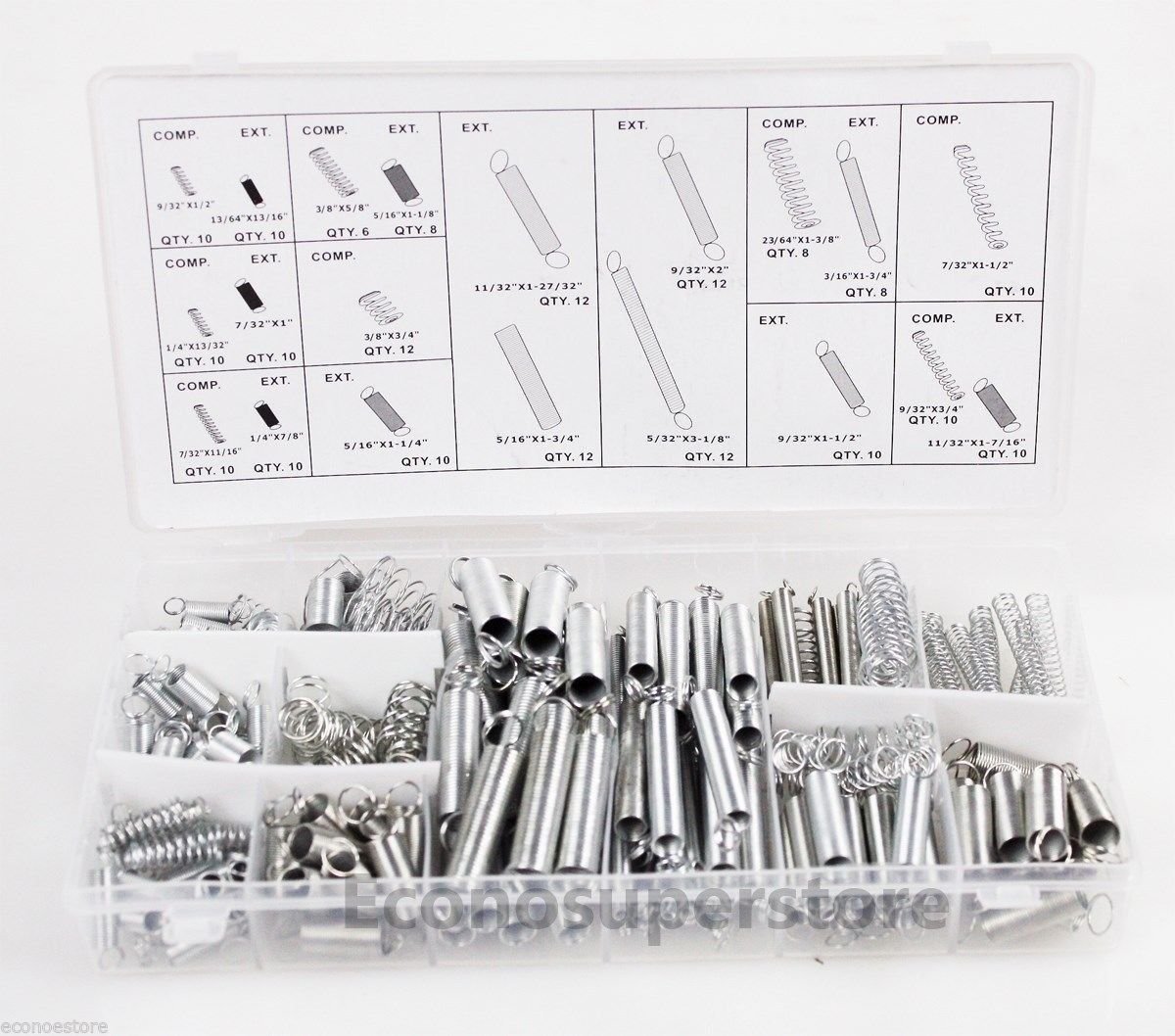 200pc Spring Assortment Set  Zinc Plated Steel Compression Carburetor Extension
