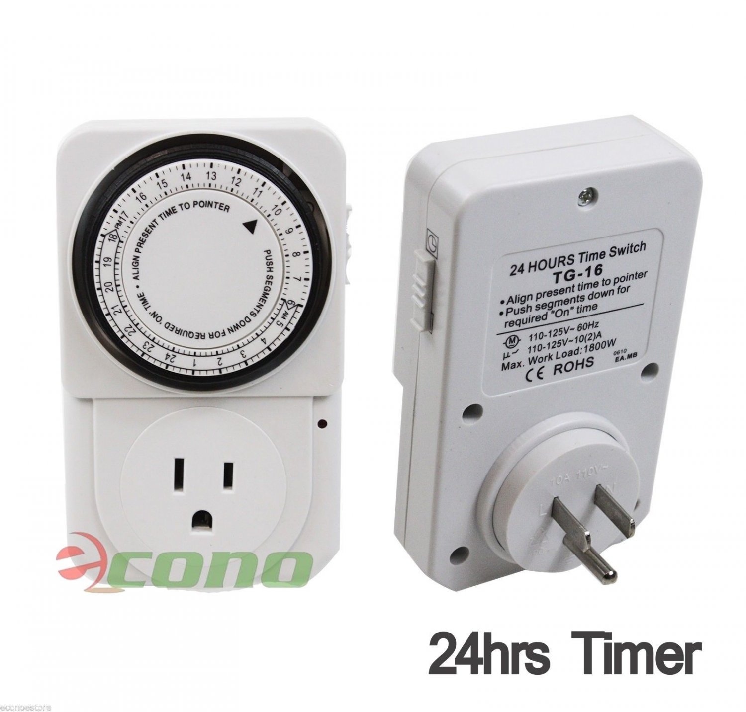 24Hr Electrical Program Timer Power Saver Controller Outlet Switch Plug 1750w