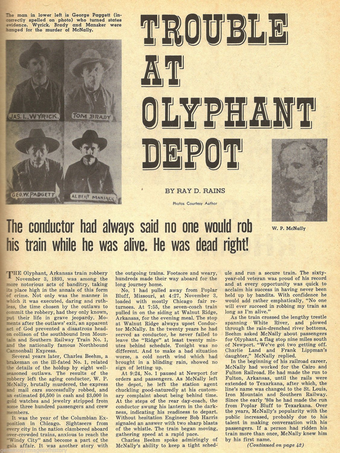 Train Robbery At Olyphant Depot Arkansas