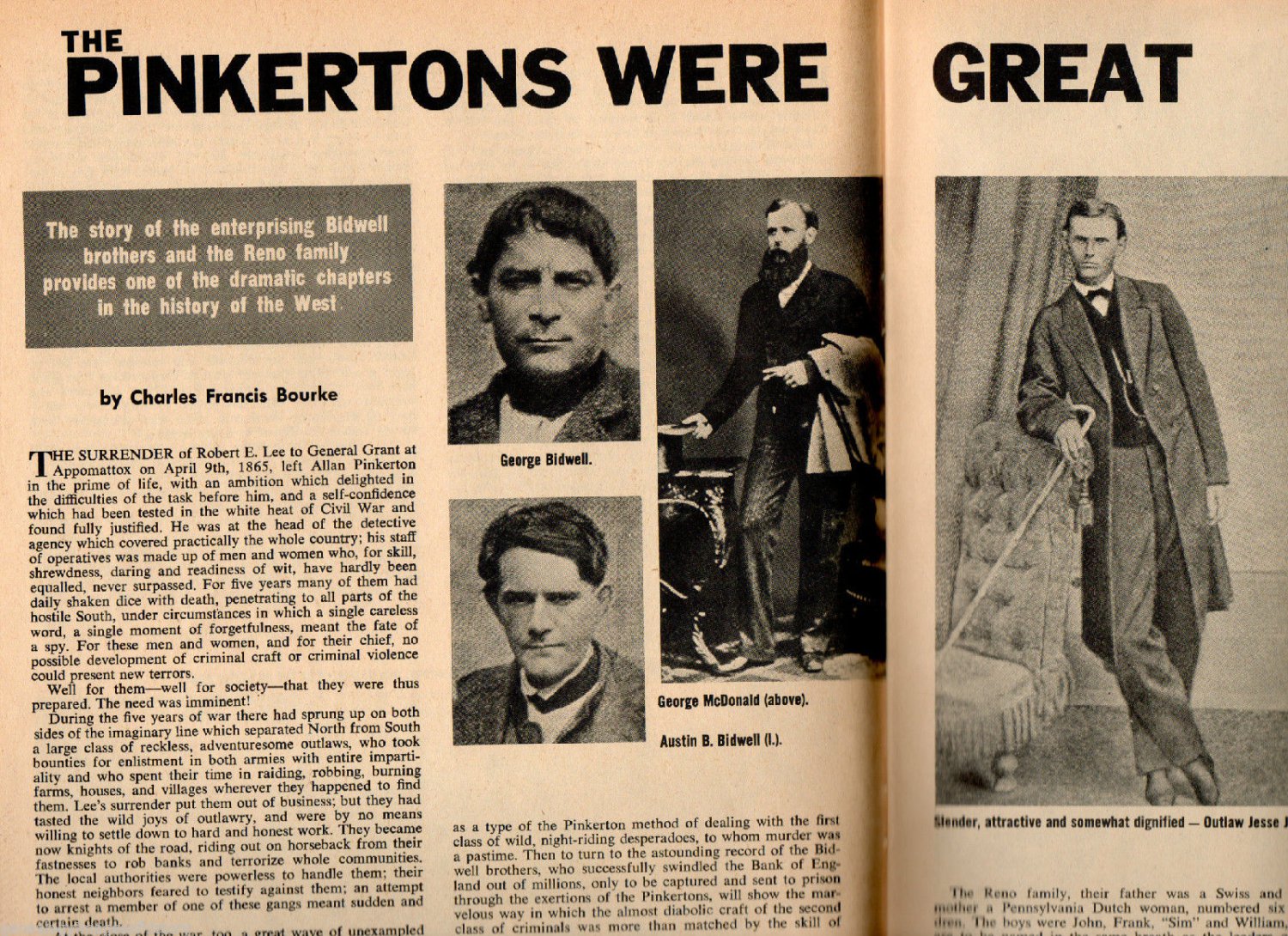 Pinkerton Detective Agency History+Names Bidwell,Curtin,Gardner,James