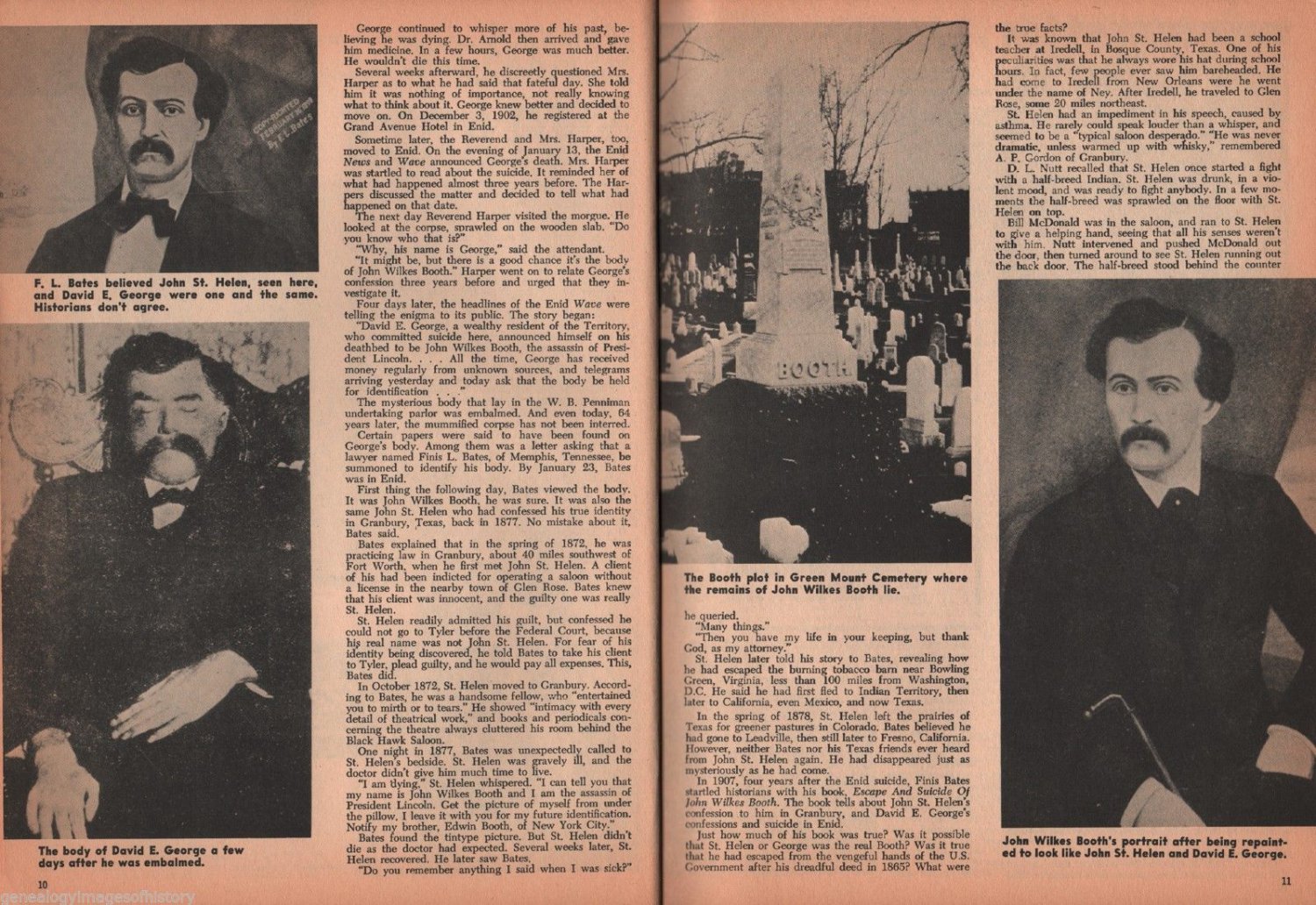 John Wilkes Booth * Escape? +St. Helen*, Stanton, Surratt, Townsend